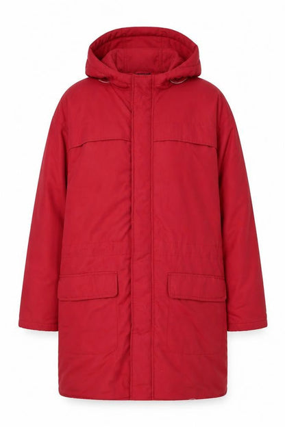 Cotton Traders Women's Red L Parka Coat Hooded Long Winter Jacket