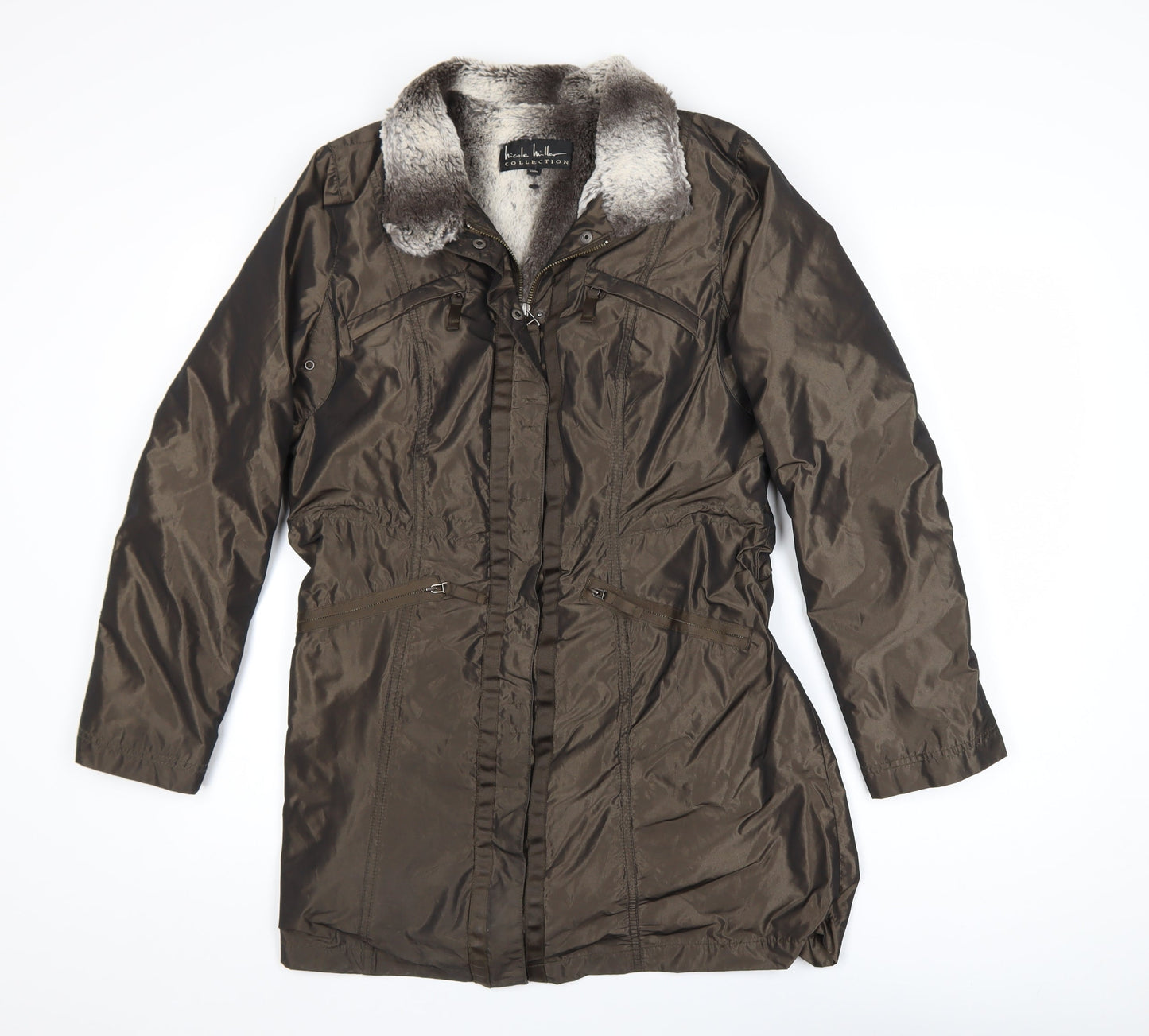 Womens UK Size S Nicole Miller Brown Parka Coat