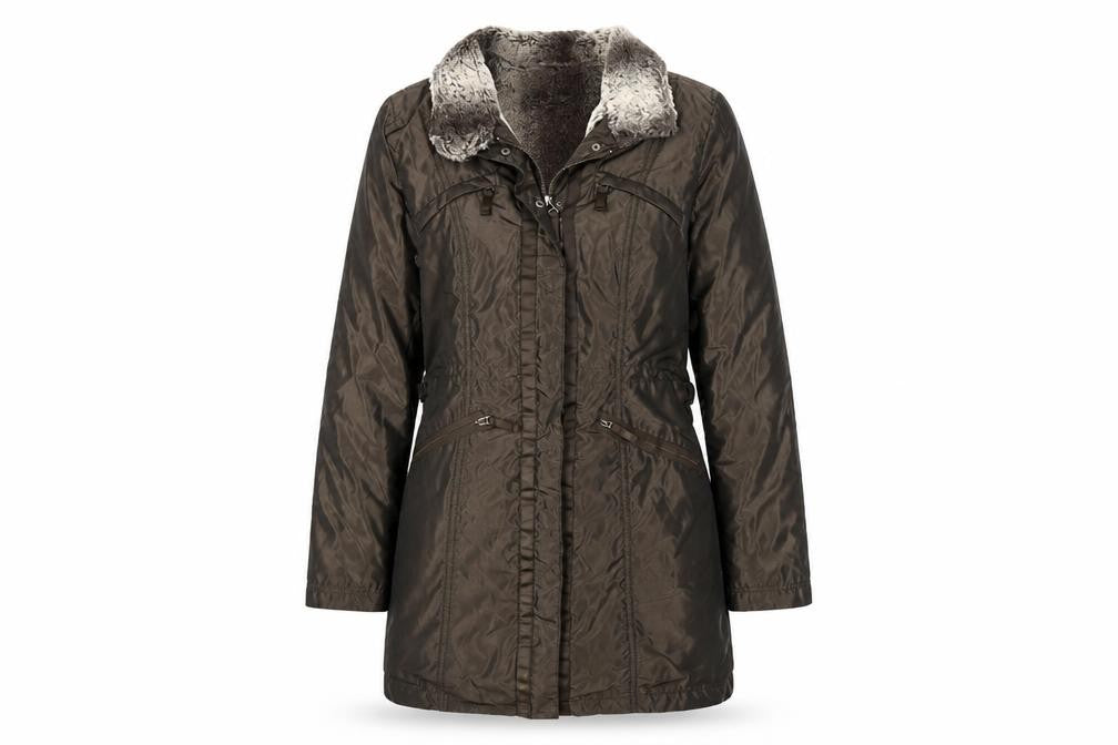 Womens UK Size S Nicole Miller Brown Parka Coat
