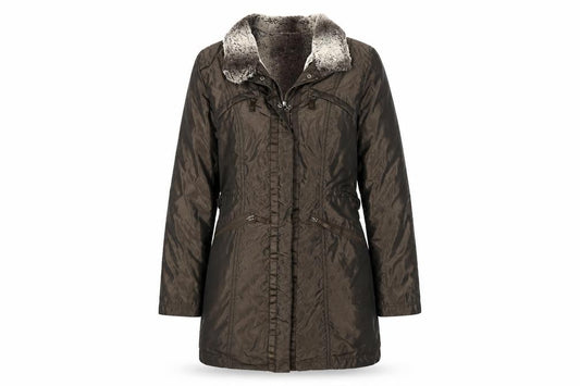 Womens UK Size S Nicole Miller Brown Parka Coat
