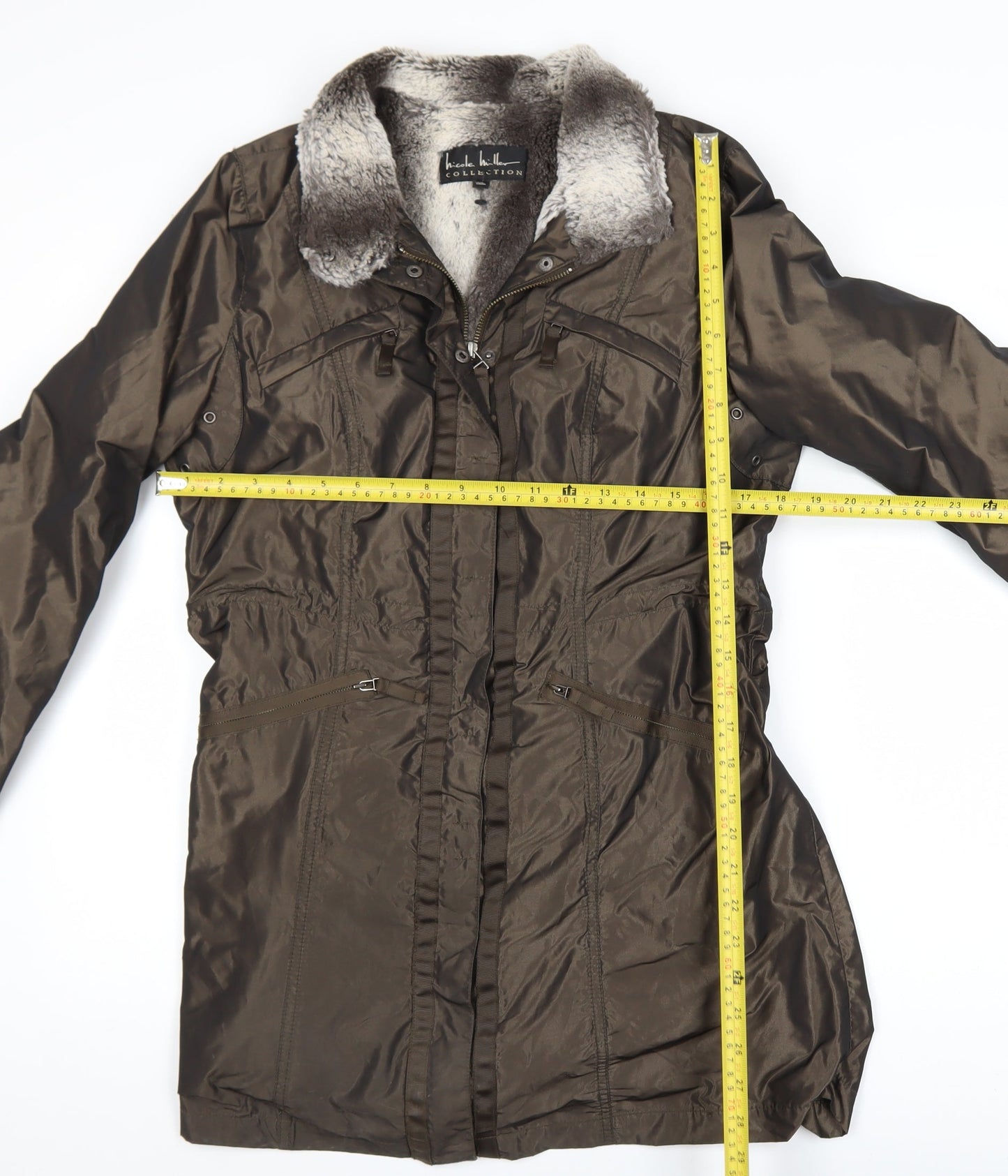 Womens UK Size S Nicole Miller Brown Parka Coat