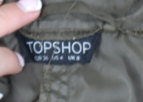Womens UK Size 8 Topshop Green Parka Coat