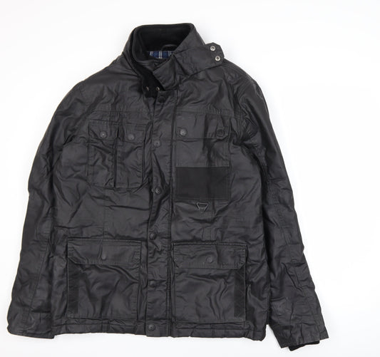 Next Men's Black Medium Military Style Cotton Jacket