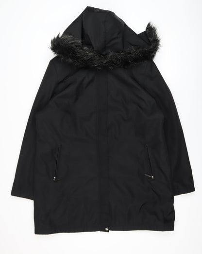 Womens UK Size L Bonmarché Black Parka Coat