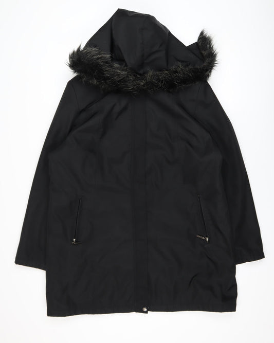 Womens UK Size L Bonmarché Black Parka Coat