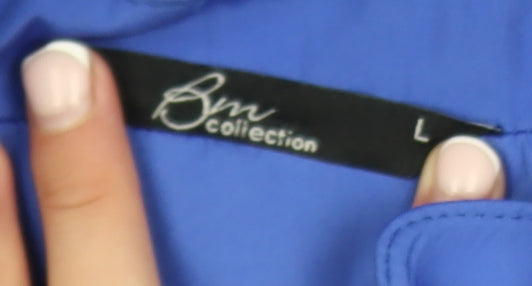 Bm Collection Womens Blue L Basic Mid-Length Zip Jacket