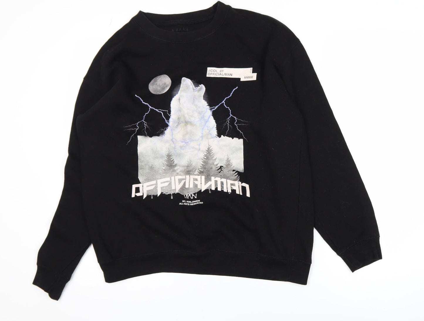 Mens UK Size S BoohooMAN Black Pullover Sweatshirt