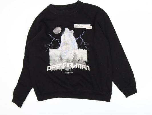 Mens UK Size S BoohooMAN Black Pullover Sweatshirt