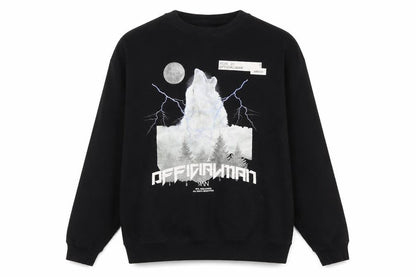 boohooMAN Men's Black Graphic Wolf Sweatshirt Size S Regular Fit