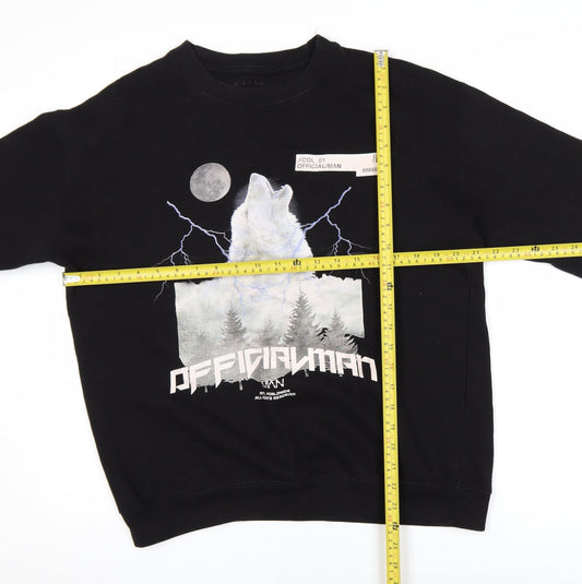 Mens UK Size S BoohooMAN Black Pullover Sweatshirt