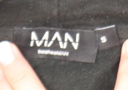 Mens UK Size S boohooMAN Black Pullover Hoodie