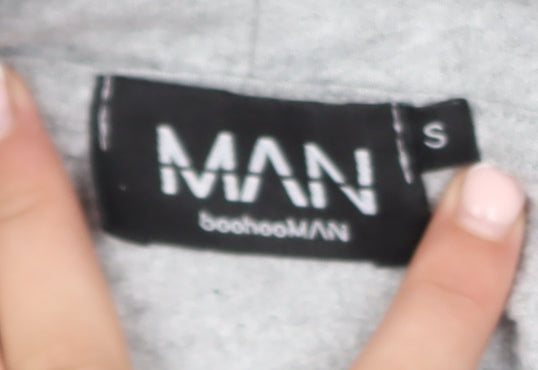 Mens UK Size S boohooMAN Grey Pullover Hoodie