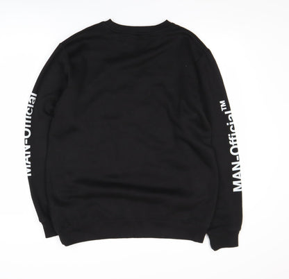 Mens UK Size M boohooMAN Black Pullover Sweatshirt