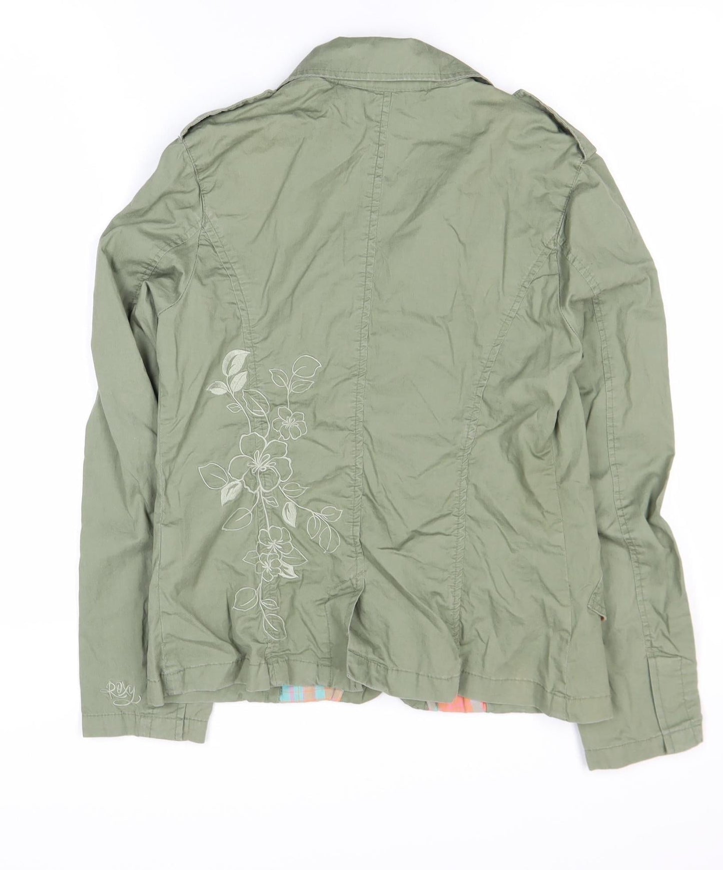 Roxy Women’s Green Cotton Military Jacket Size S Button Front