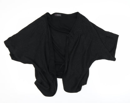bm collection Women Black Embroidered Knit Shrug L Lightweight