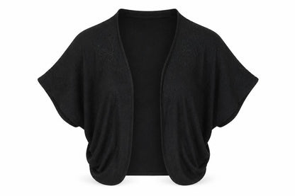 Bonmarché Women Black Embroidered Knit Shrug L Lightweight