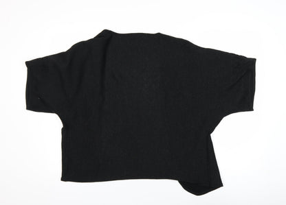 bm collection Women Black Embroidered Knit Shrug L Lightweight