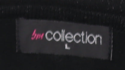 bm collection Women Black Embroidered Knit Shrug L Lightweight