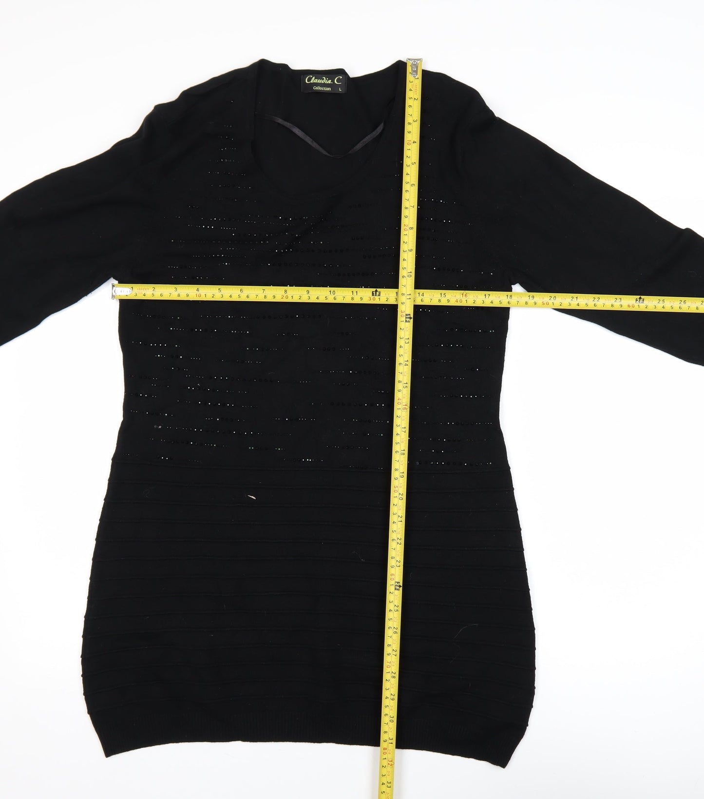 Womens UK Size L Claudia C Black Tunic Blouse