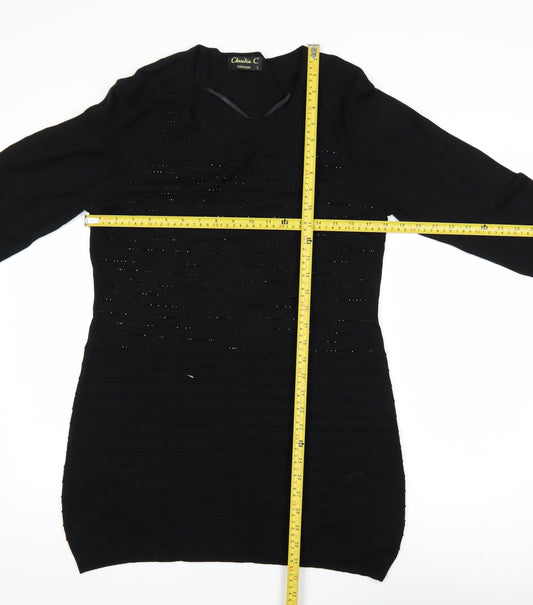 Womens UK Size L Claudia C Black Tunic Blouse