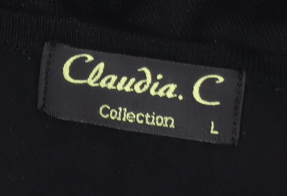 Womens UK Size L Claudia C Black Tunic Blouse