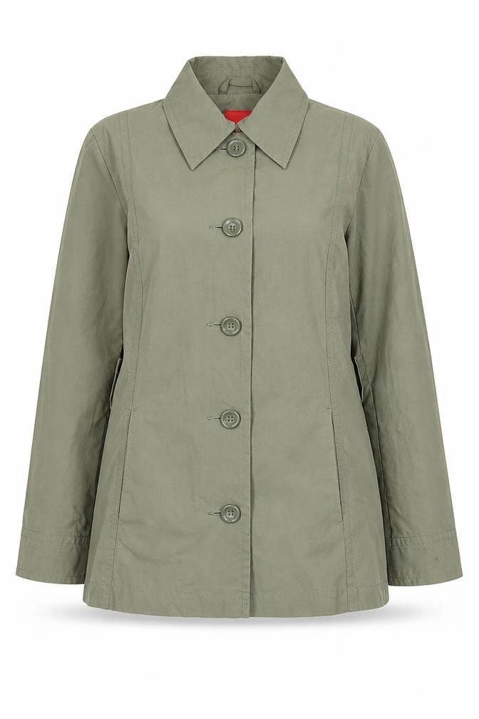 s.Oliver Women’s Green Cotton Blend Mid-Length Casual Jacket Size 8