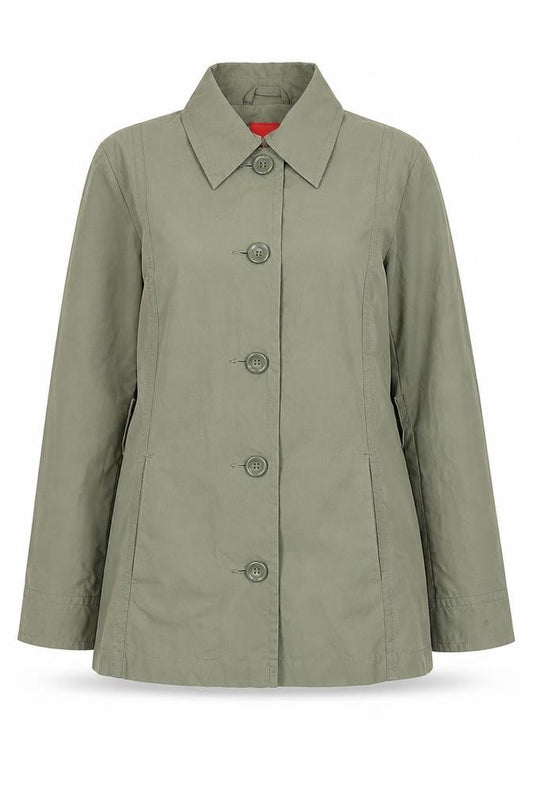 s.Oliver Women’s Green Cotton Blend Mid-Length Casual Jacket Size 8
