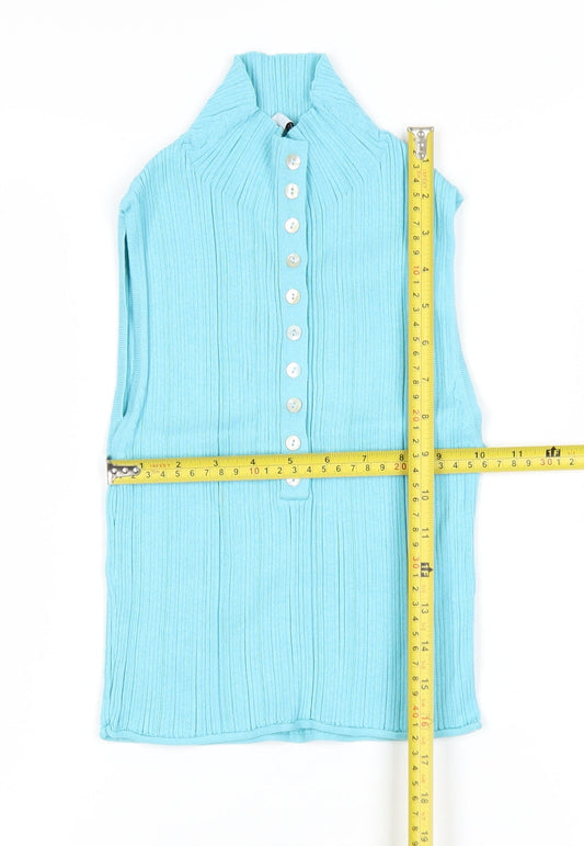Womens UK Size 12 Zara Blue Basic Button-Up