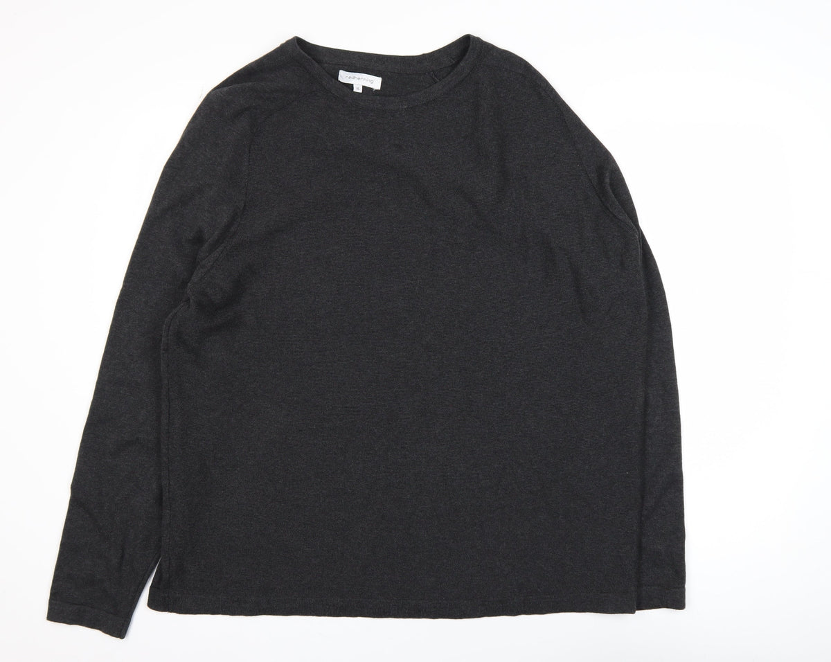 Red Herring Men's Black Cotton Crew Neck Pullover Jumper XL