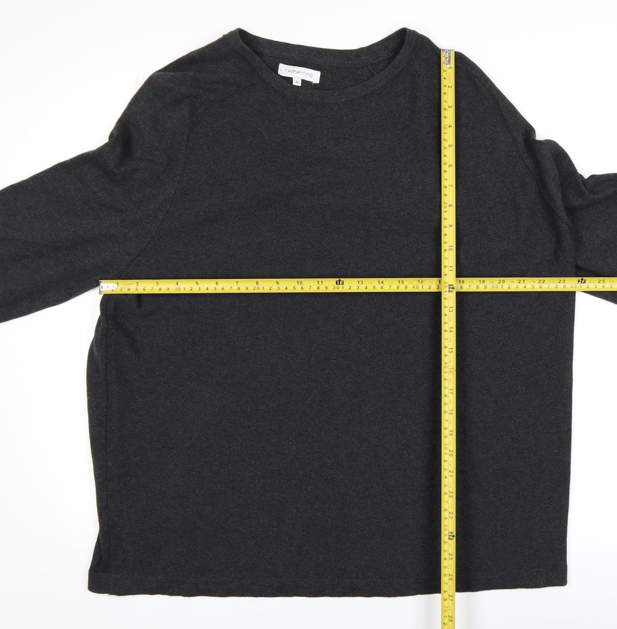 Red Herring Men's Black Cotton Crew Neck Pullover Jumper XL