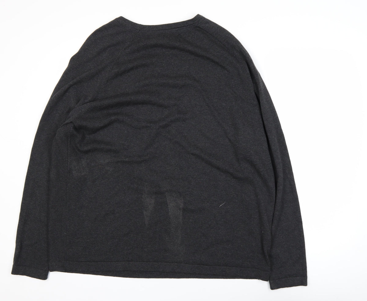 Red Herring Men's Black Cotton Crew Neck Pullover Jumper XL