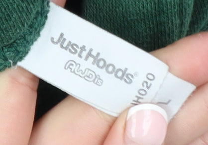 Mens UK Size L Just Hoods by AWDis Green Pullover Hoodie