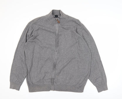 Mens UK Size 2XL Cotton Traders Grey Full Zip Jumper
