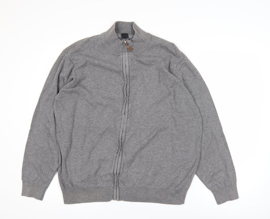 Mens UK Size 2XL Cotton Traders Grey Full Zip Jumper