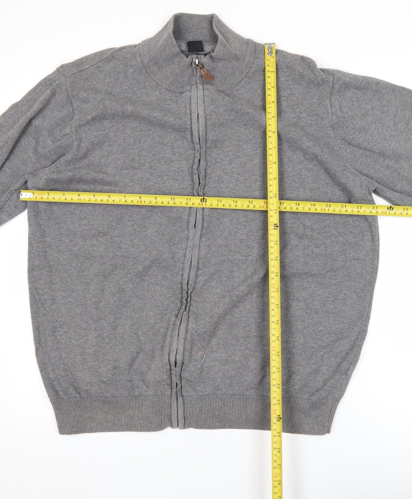 Mens UK Size 2XL Cotton Traders Grey Full Zip Jumper