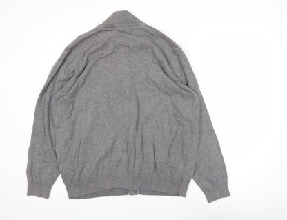 Mens UK Size 2XL Cotton Traders Grey Full Zip Jumper