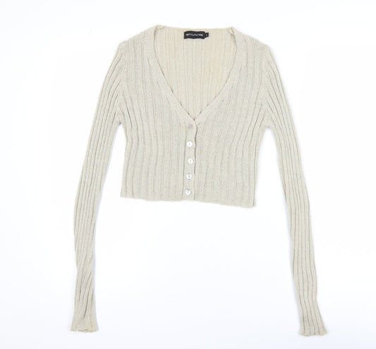 Womens UK Size S PRETTYLITTLETHING Beige Cardigan Jumper