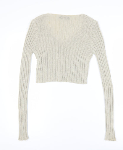 Womens UK Size S PRETTYLITTLETHING Beige Cardigan Jumper