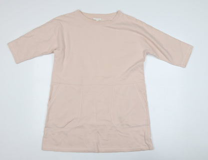 COS Women Beige Cotton Short Shift Dress XS Half Sleeve
