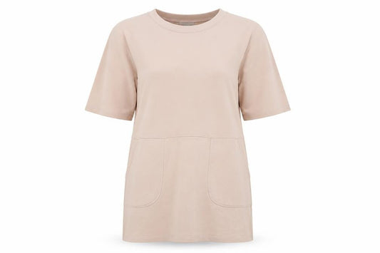 Front view of COS Women Beige Cotton Short Shift Dress XS Half Sleeve
