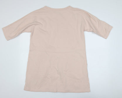 COS Women Beige Cotton Short Shift Dress XS Half Sleeve