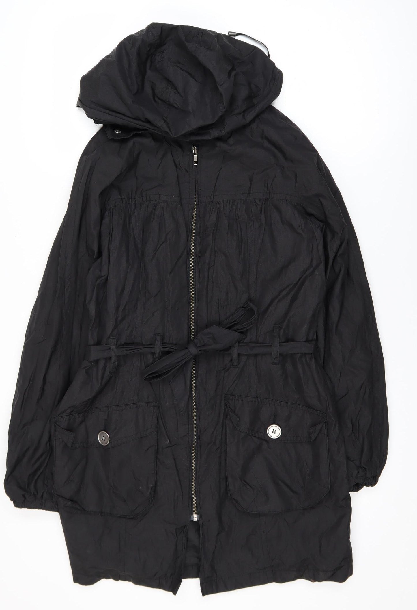Womens UK Size 10 Marks and Spencer Black Parka Coat