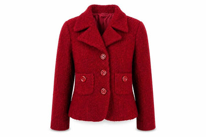 Hobbs Womens Red Wool Blend Classic Short Blazer Size 14