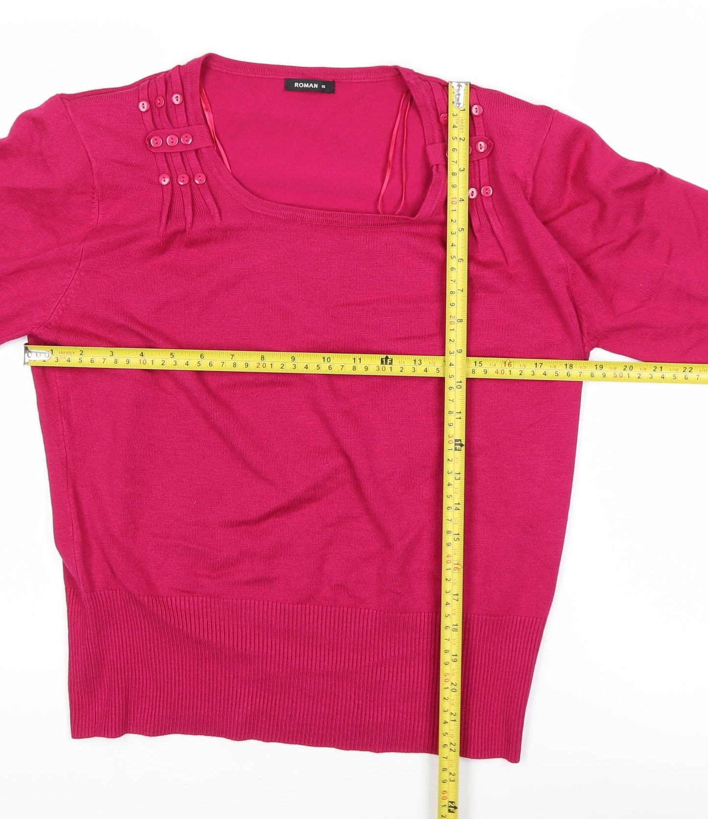 Womens UK Size 16 Roman Pink Basic Blouse
