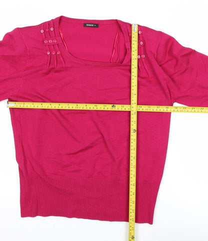 Womens UK Size 16 Roman Pink Basic Blouse