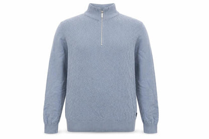 Burton Menswear Blue XL High Neck Half Zip Cotton Jumper