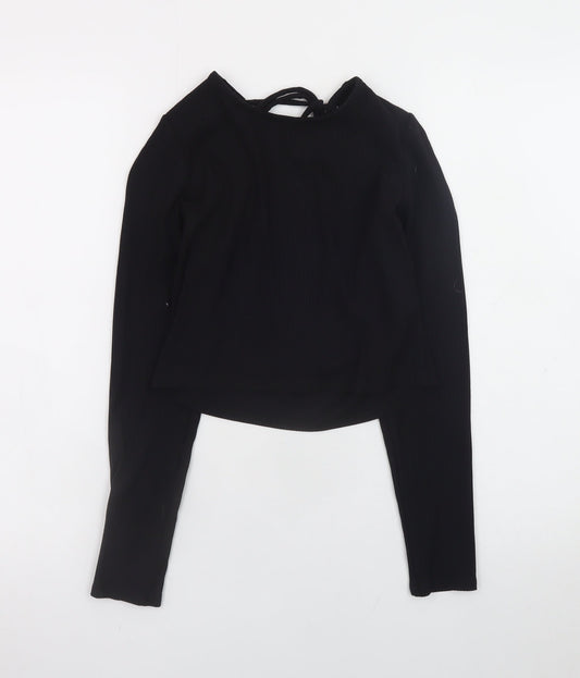 Womens UK Size S Monki Black Cropped Blouse
