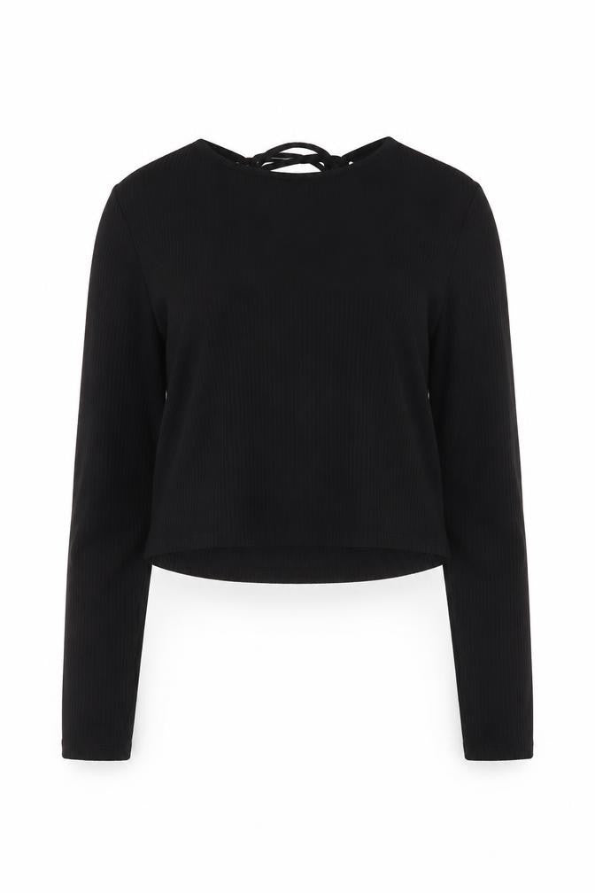 Womens UK Size S Monki Black Cropped Blouse