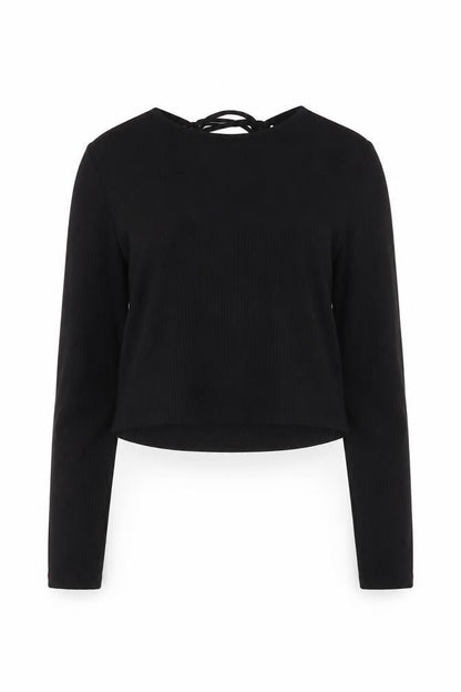 Womens UK Size S Monki Black Cropped Blouse