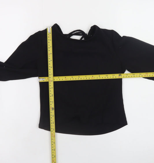 Womens UK Size S Monki Black Cropped Blouse